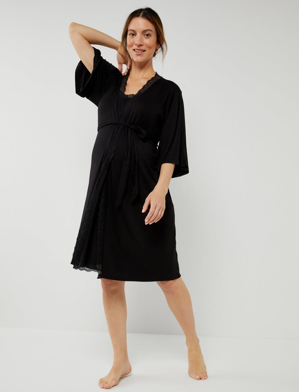 Lace Trim Maternity Robe - A Pea In the Pod