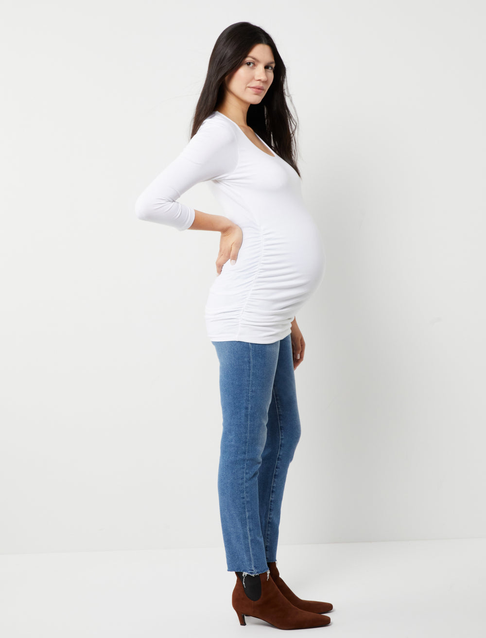 Ruched maternity sales shirt