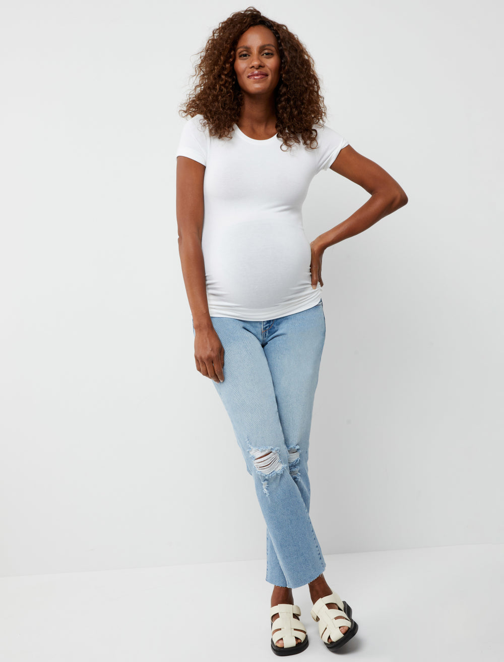 Articles of Society Rene Destructed Straight Leg Maternity Jean