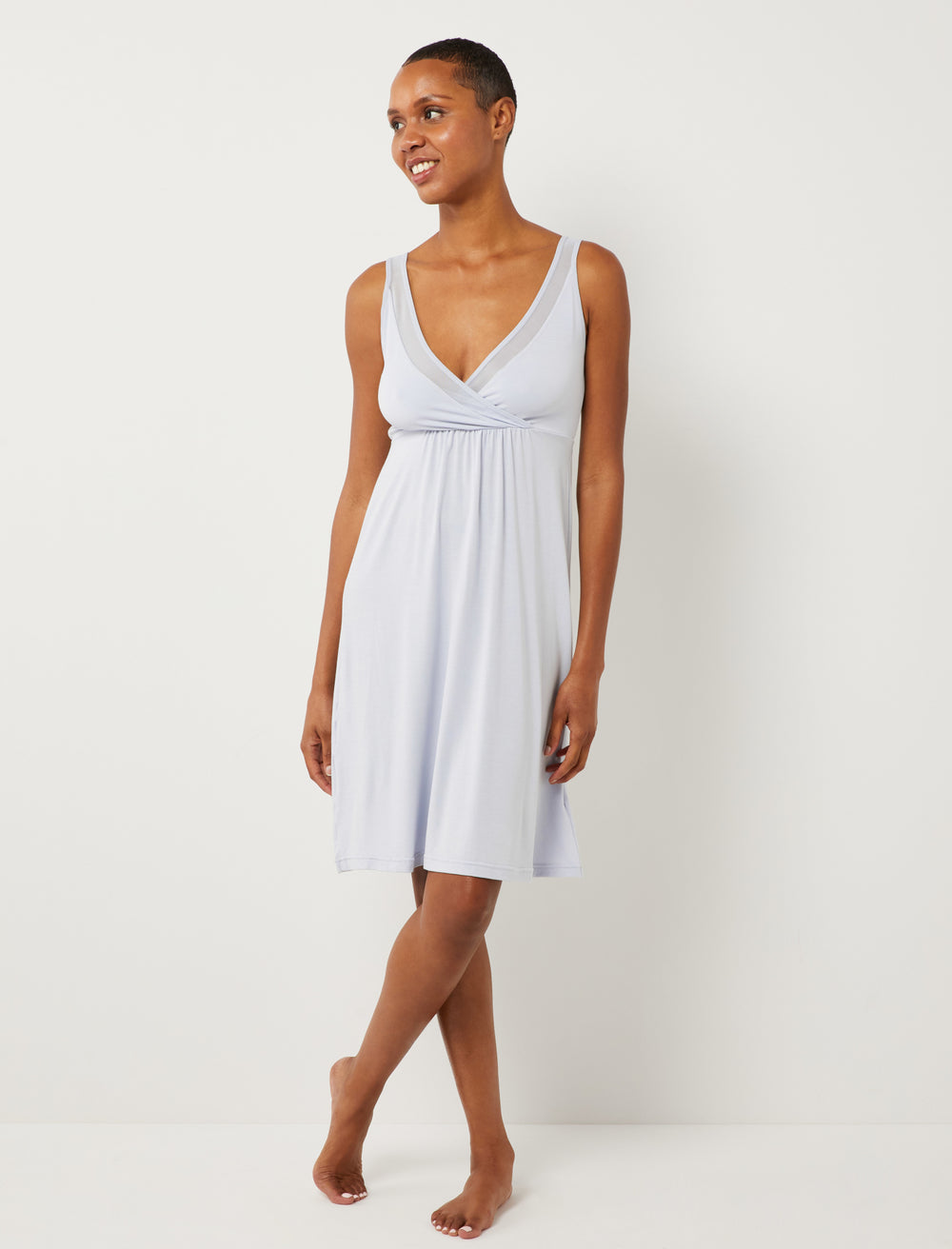 Maternity and Nursing Mesh Trim Nightgown - A Pea In the Pod