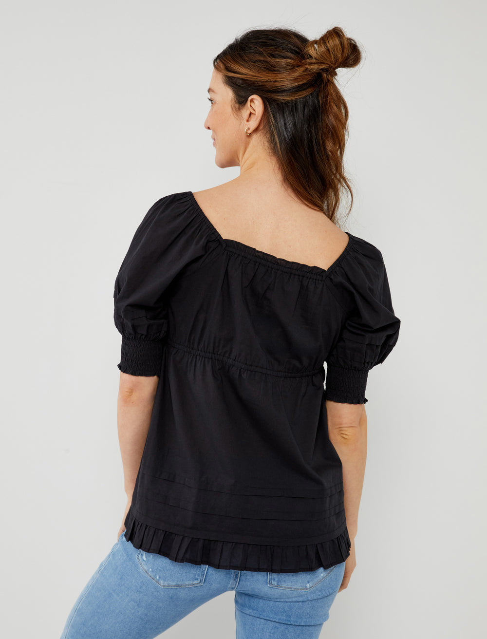 Square Neck Peasant Babydoll Maternity Blouse A Pea In the Pod