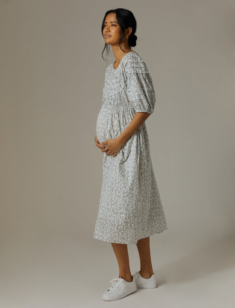 Linen Tiered Maxi Maternity Dress