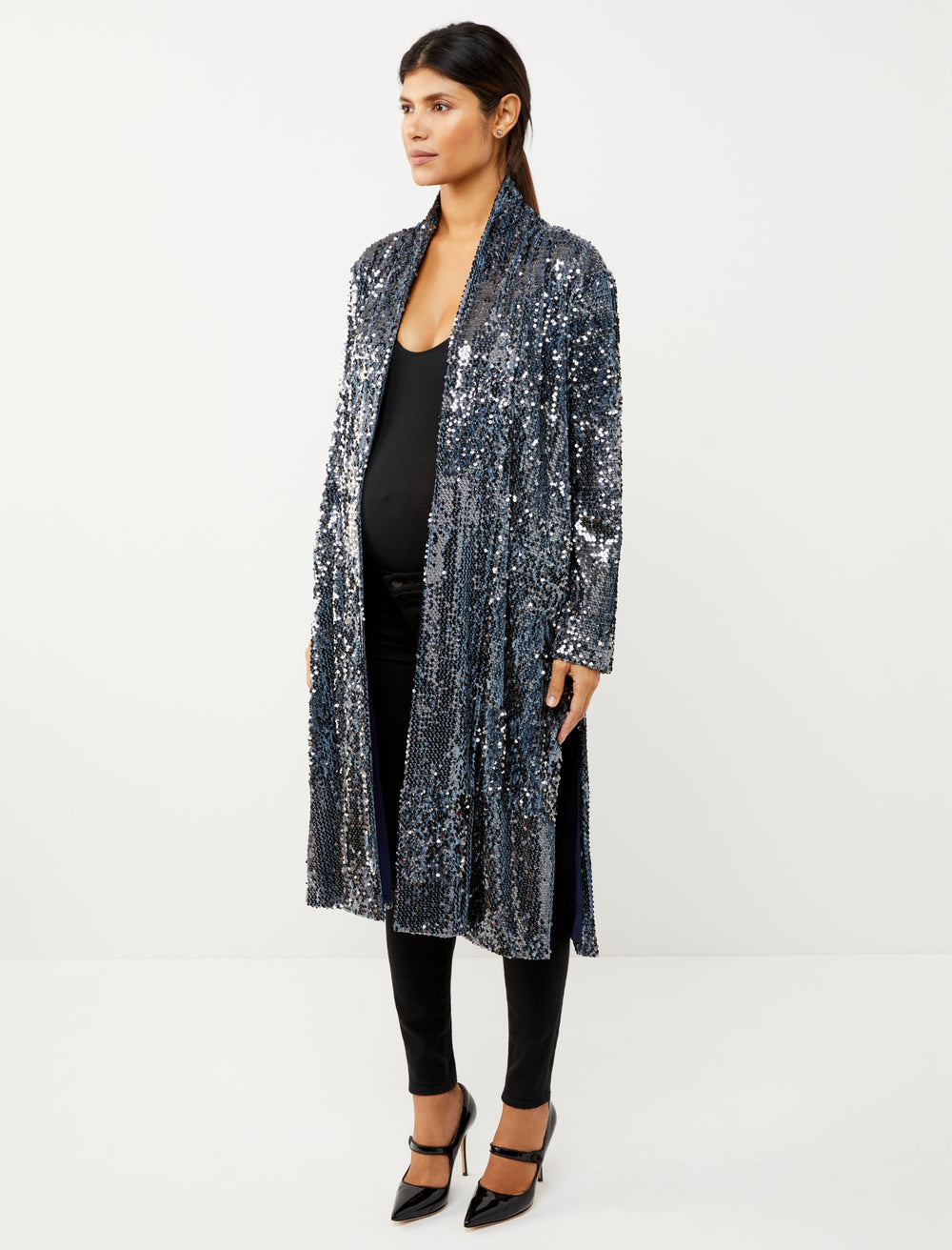 Steve Madden Glitterbomb Sequin Duster In Silver Sequin At