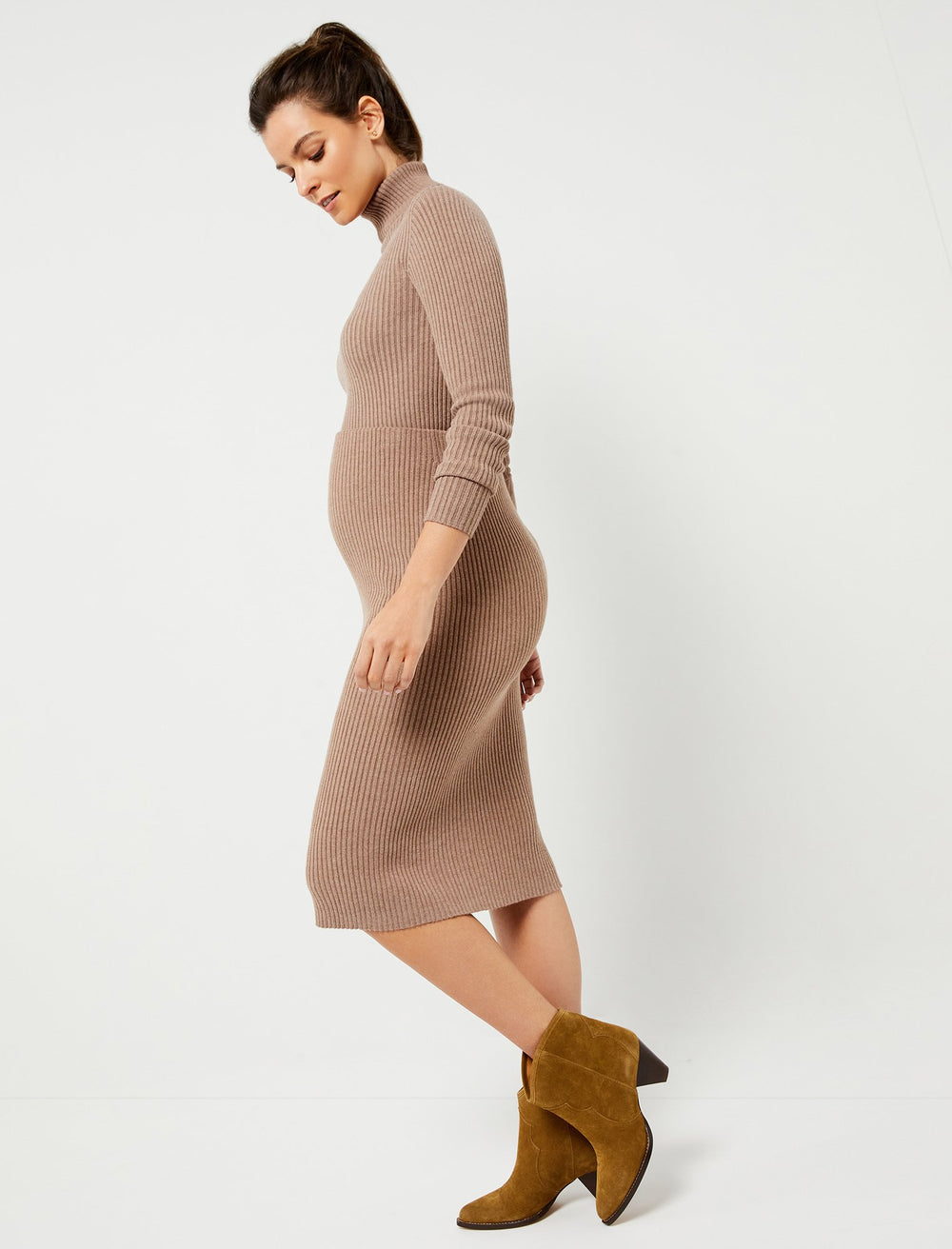 Pietro Brunelli Textured Rib Knit Midi Maternity Skirt