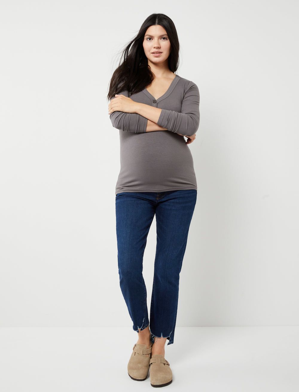 Frame Le High Raw Hem Straight Leg Maternity Jeans - A Pea In the Pod