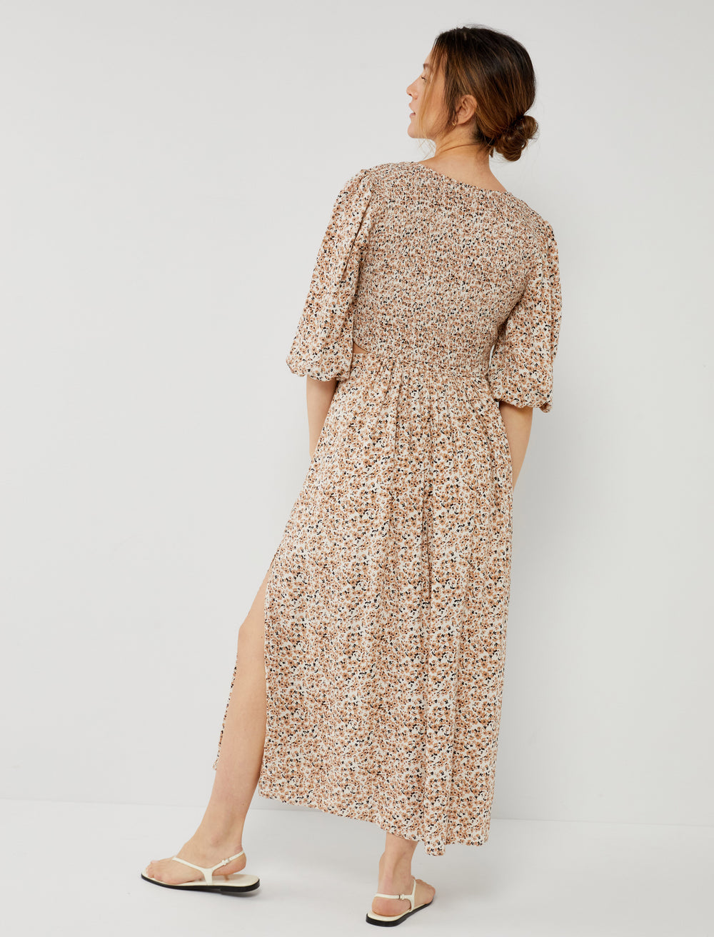 Linen Tiered Maxi Maternity Dress