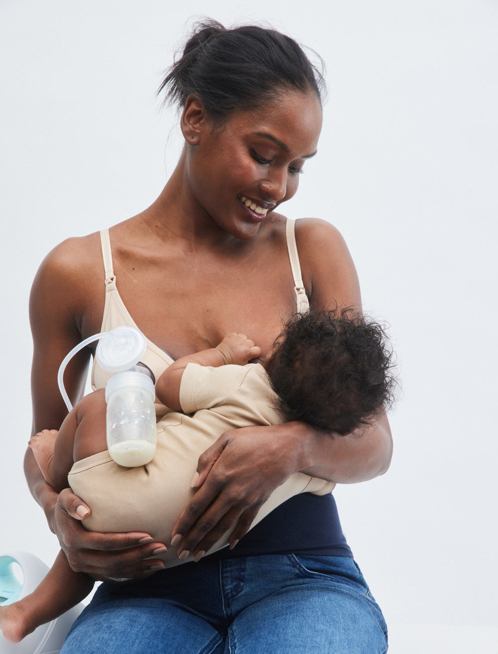 Women Hands Free Seamless Wireless Nursing Breast Pumping Bra